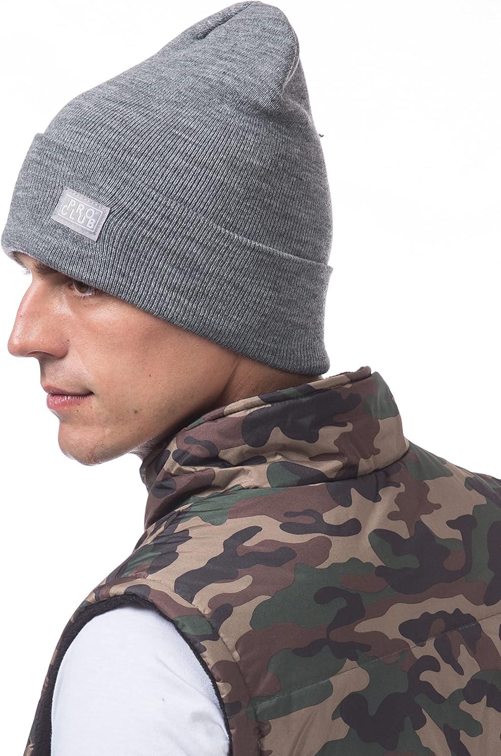 imagePro Club Mens Beanie Cuffed or ShortHeather Gray Cuffed
