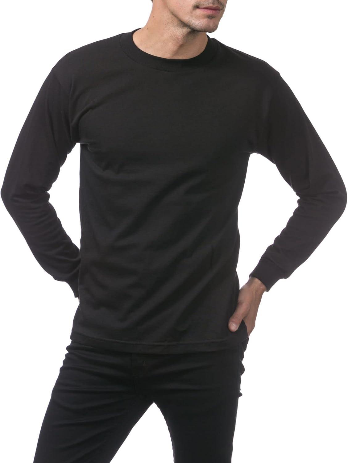 imagePro Club Mens Comfort Cotton Long Sleeve TShirtBlack