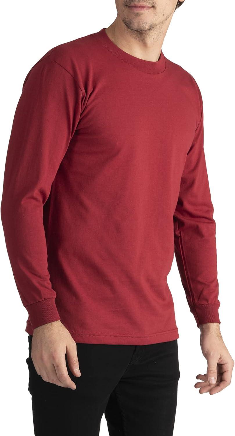 imagePro Club Mens Comfort Cotton Long Sleeve TShirtBurgundy