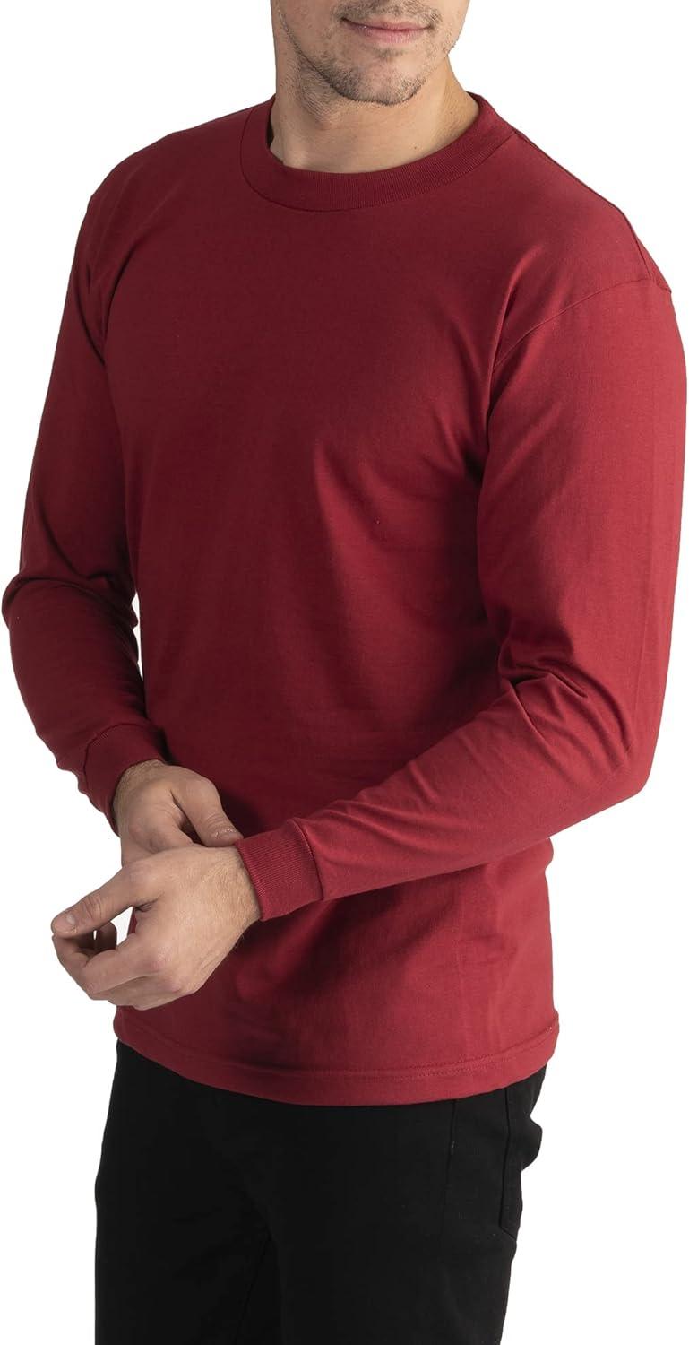 imagePro Club Mens Comfort Cotton Long Sleeve TShirtBurgundy