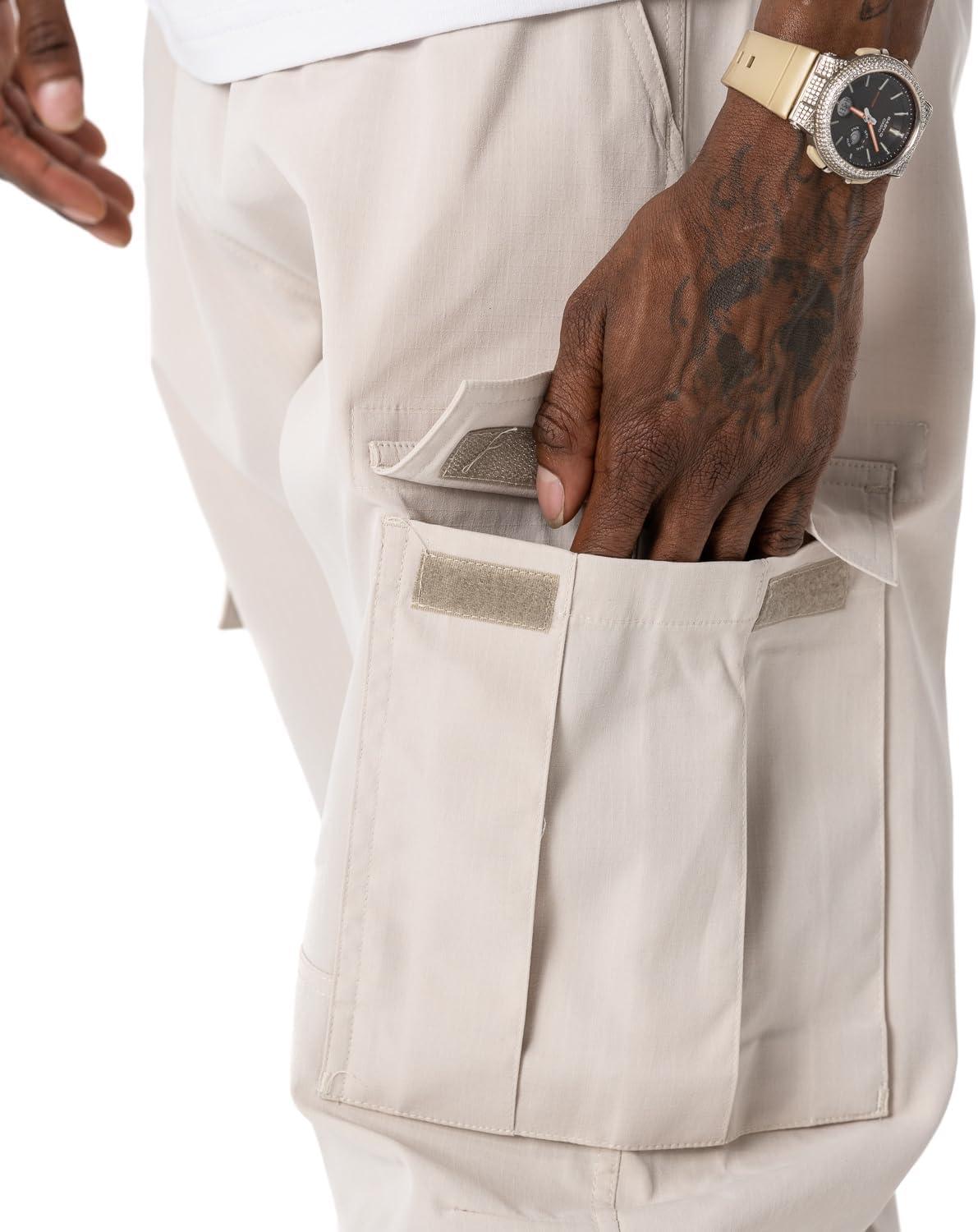 imagePro Club Mens Nylon Cargo PantsMoon Beam