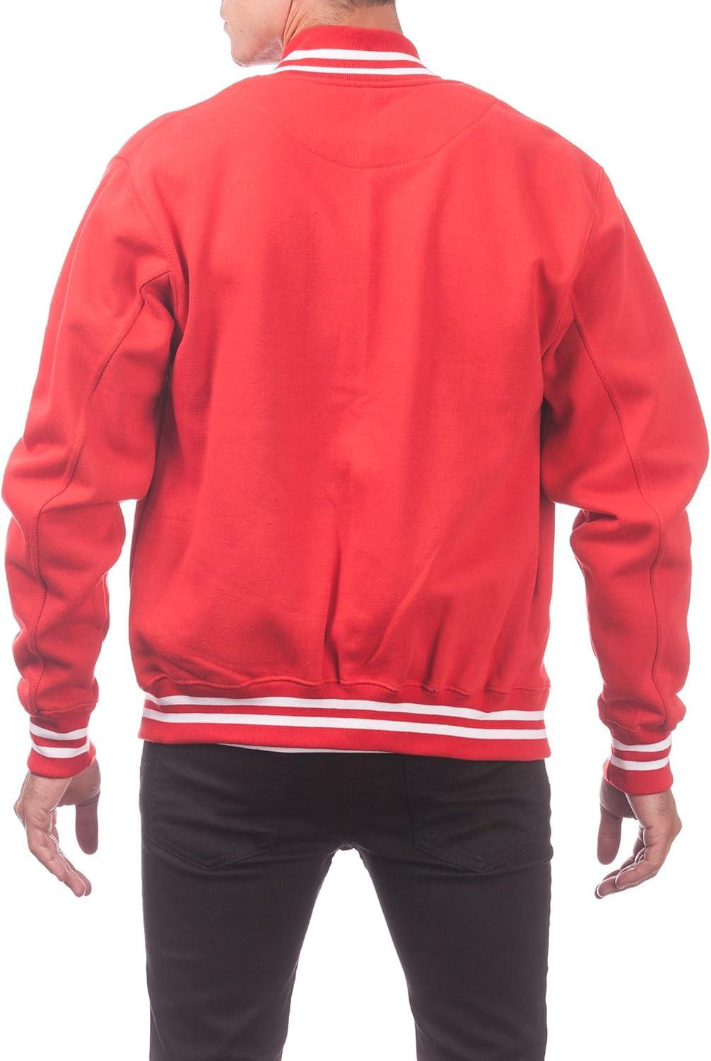 imagePro Club Mens Varsity Fleece Baseball JacketRedRed