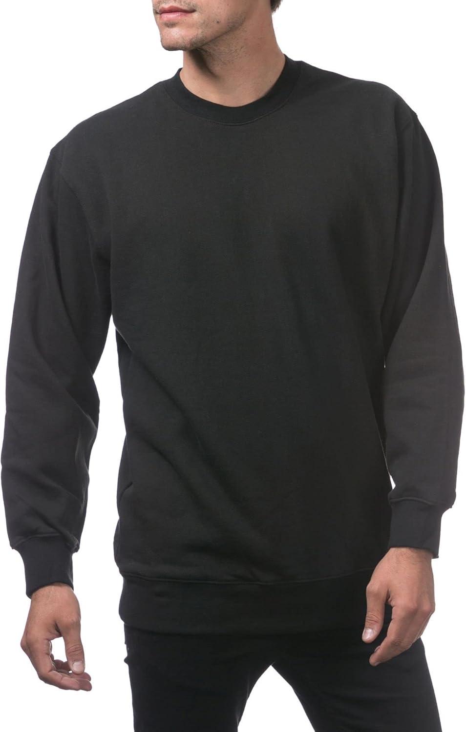 imagePro Club Mens Heavyweight 13oz Crew Neck Fleece Pullover SweatshirtBlack