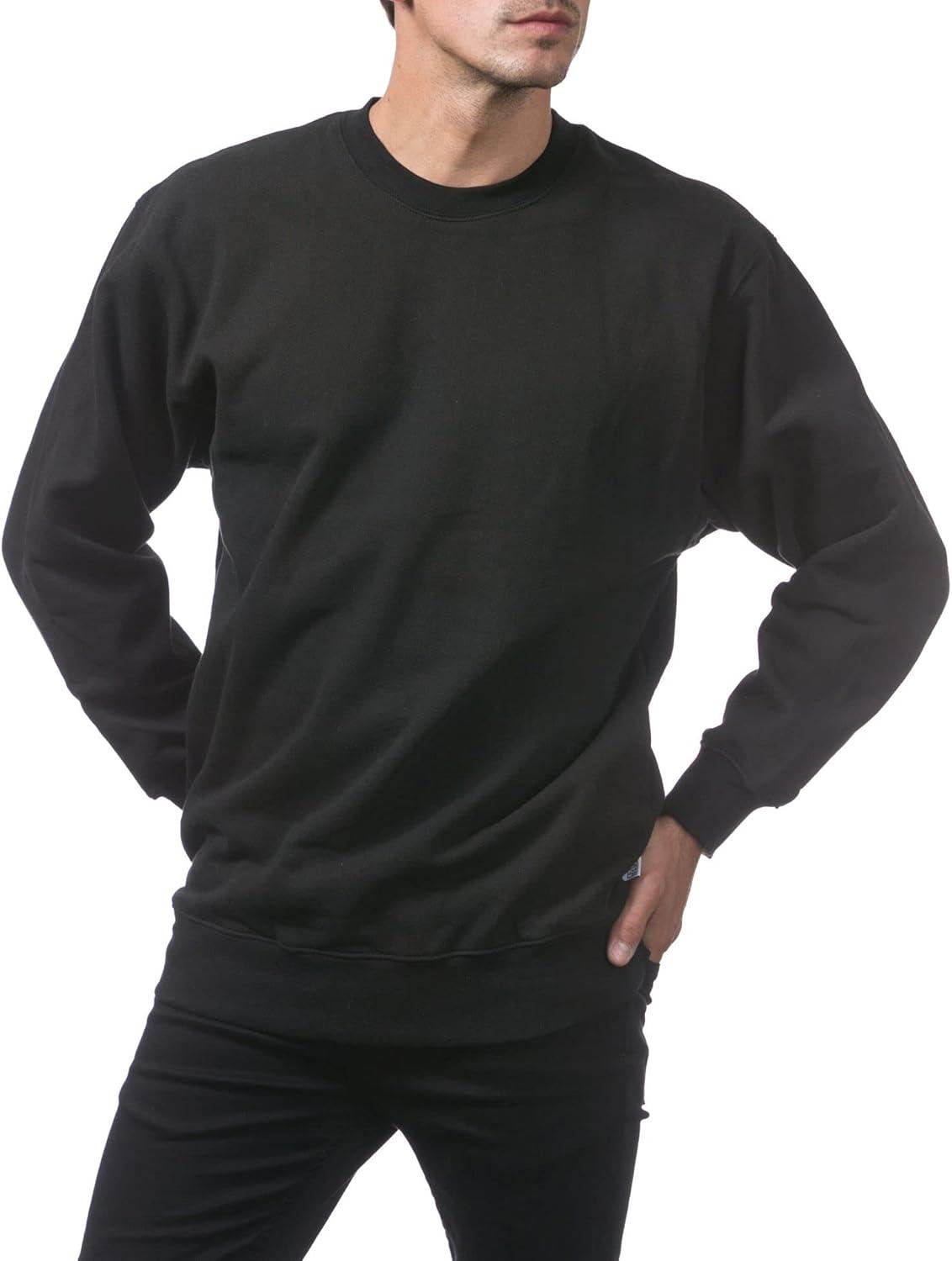 imagePro Club Mens Heavyweight 13oz Crew Neck Fleece Pullover SweatshirtBlack