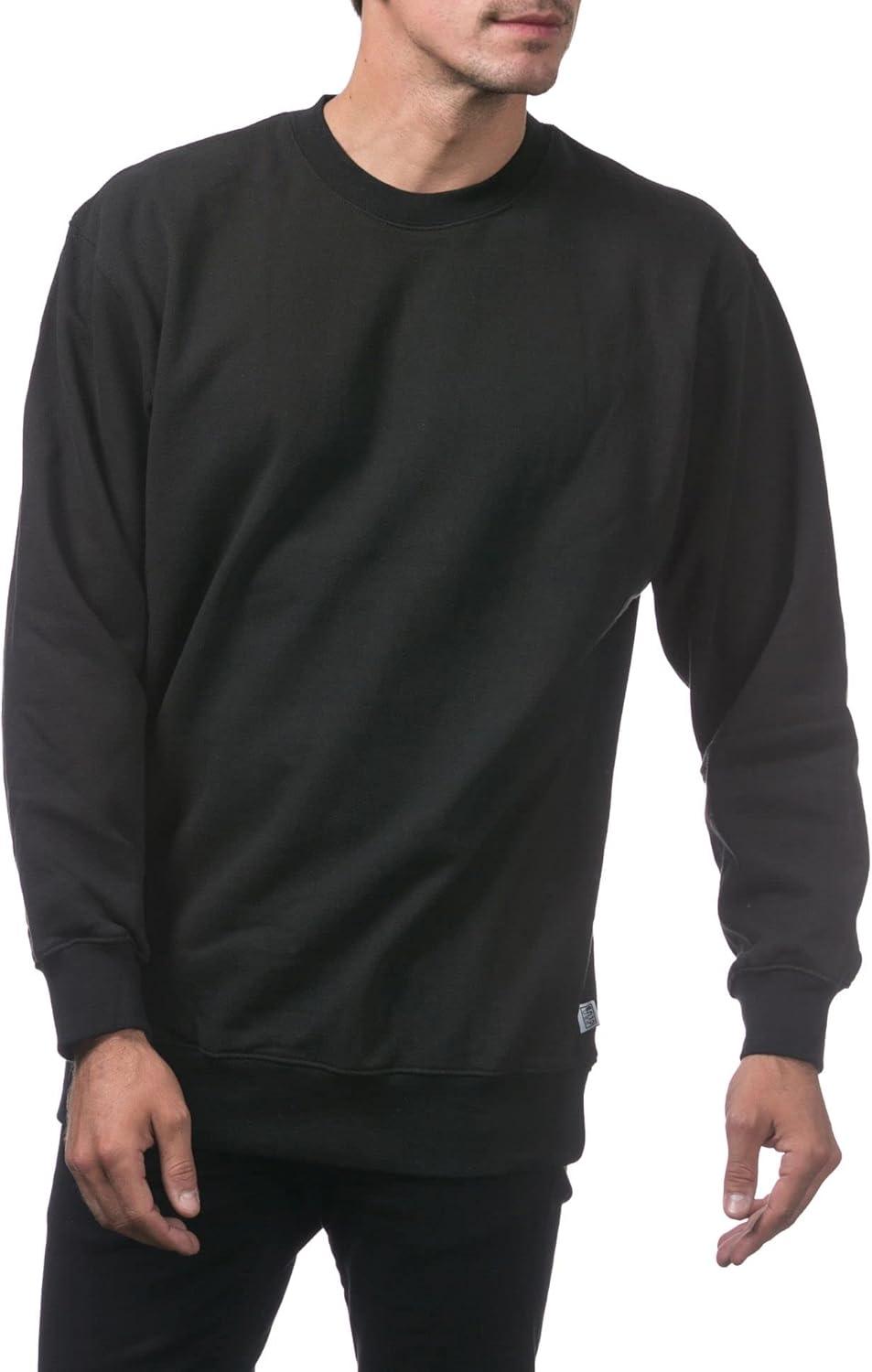 imagePro Club Mens Heavyweight 13oz Crew Neck Fleece Pullover SweatshirtBlack