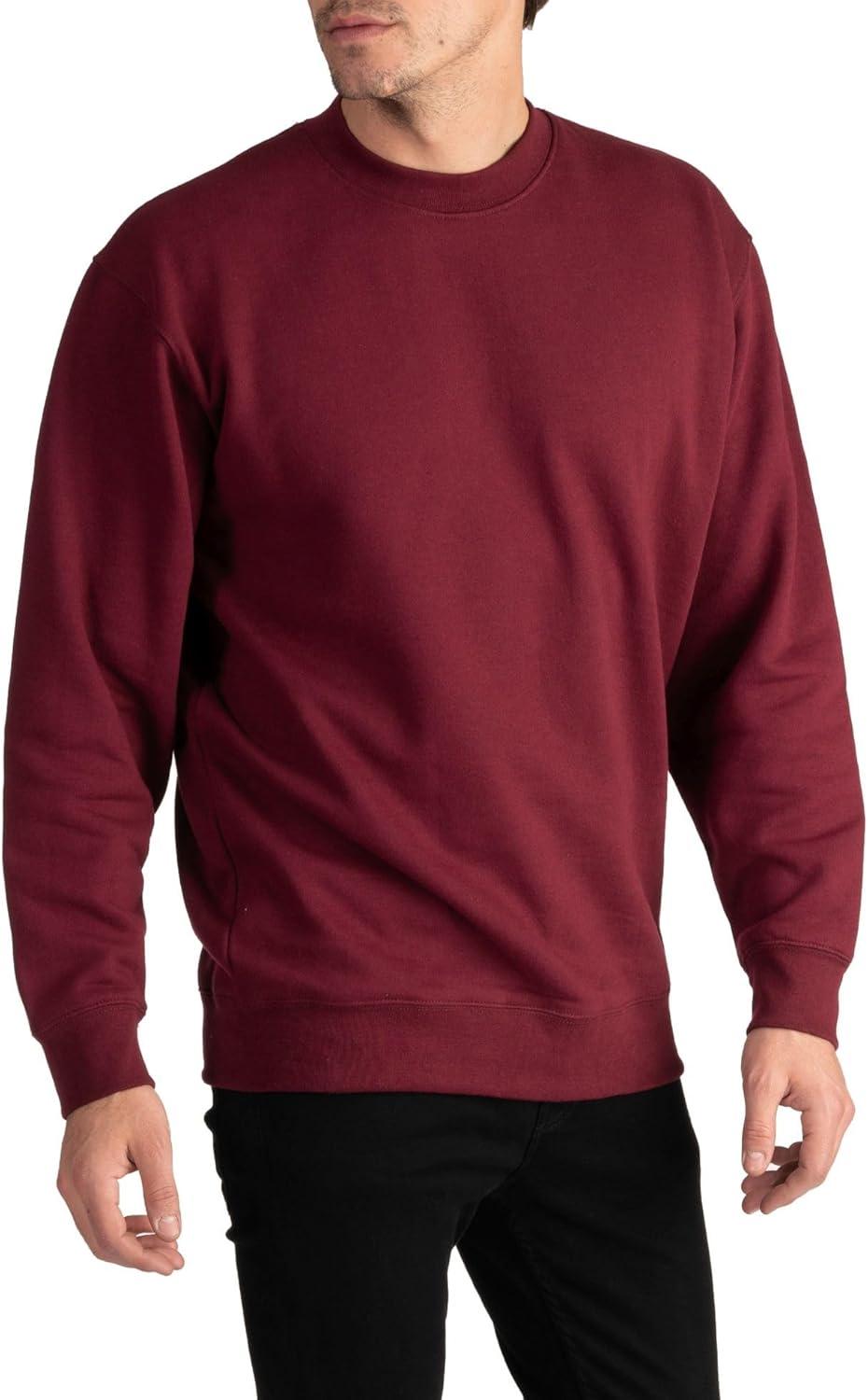 imagePro Club Mens Heavyweight 13oz Crew Neck Fleece Pullover SweatshirtMaroon
