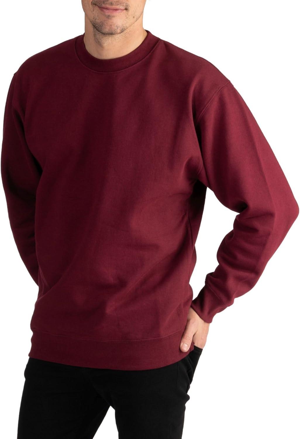 imagePro Club Mens Heavyweight 13oz Crew Neck Fleece Pullover SweatshirtMaroon