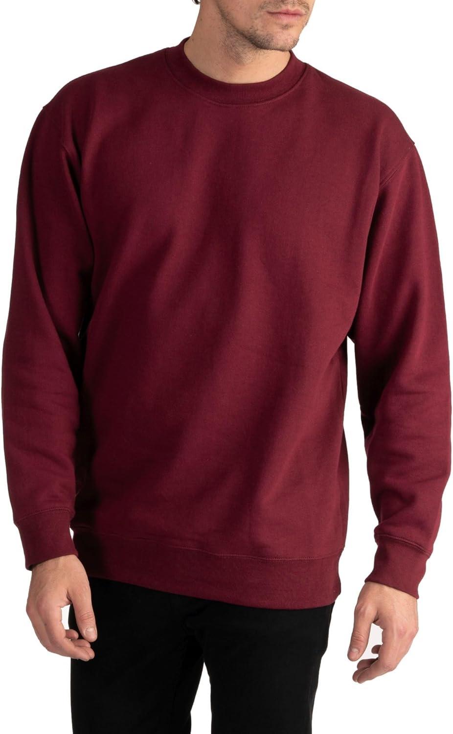 imagePro Club Mens Heavyweight 13oz Crew Neck Fleece Pullover SweatshirtMaroon