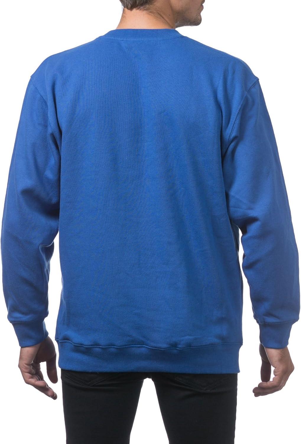 imagePro Club Mens Heavyweight 13oz Crew Neck Fleece Pullover SweatshirtRoyal Blue