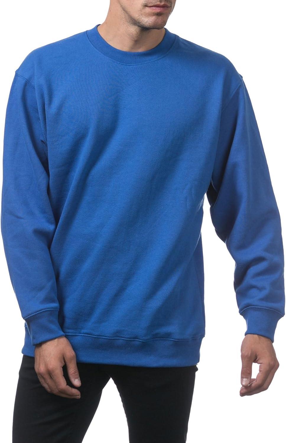 imagePro Club Mens Heavyweight 13oz Crew Neck Fleece Pullover SweatshirtRoyal Blue