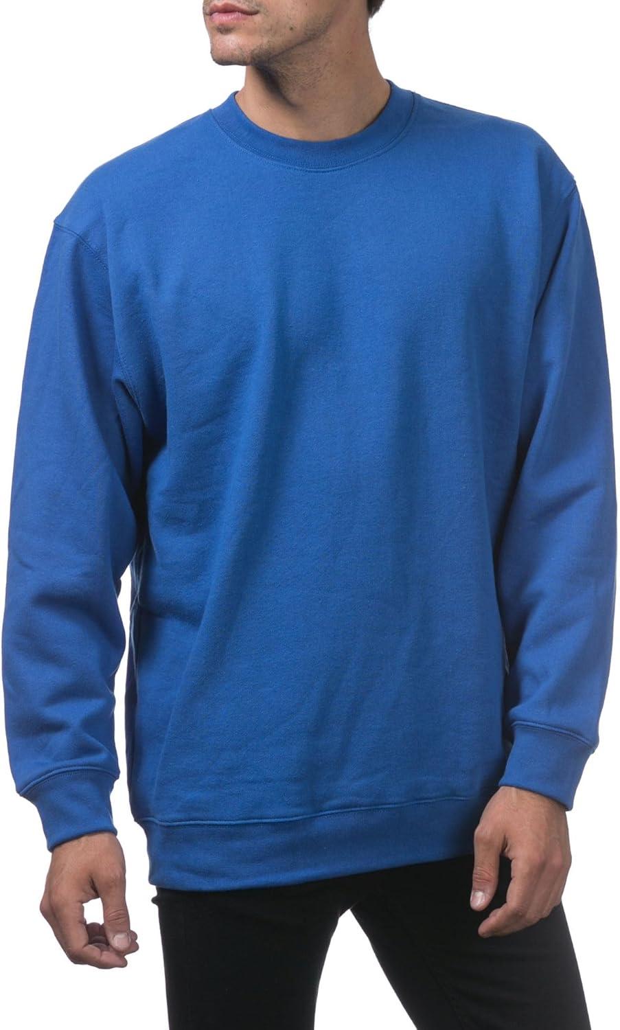 imagePro Club Mens Heavyweight 13oz Crew Neck Fleece Pullover SweatshirtRoyal Blue