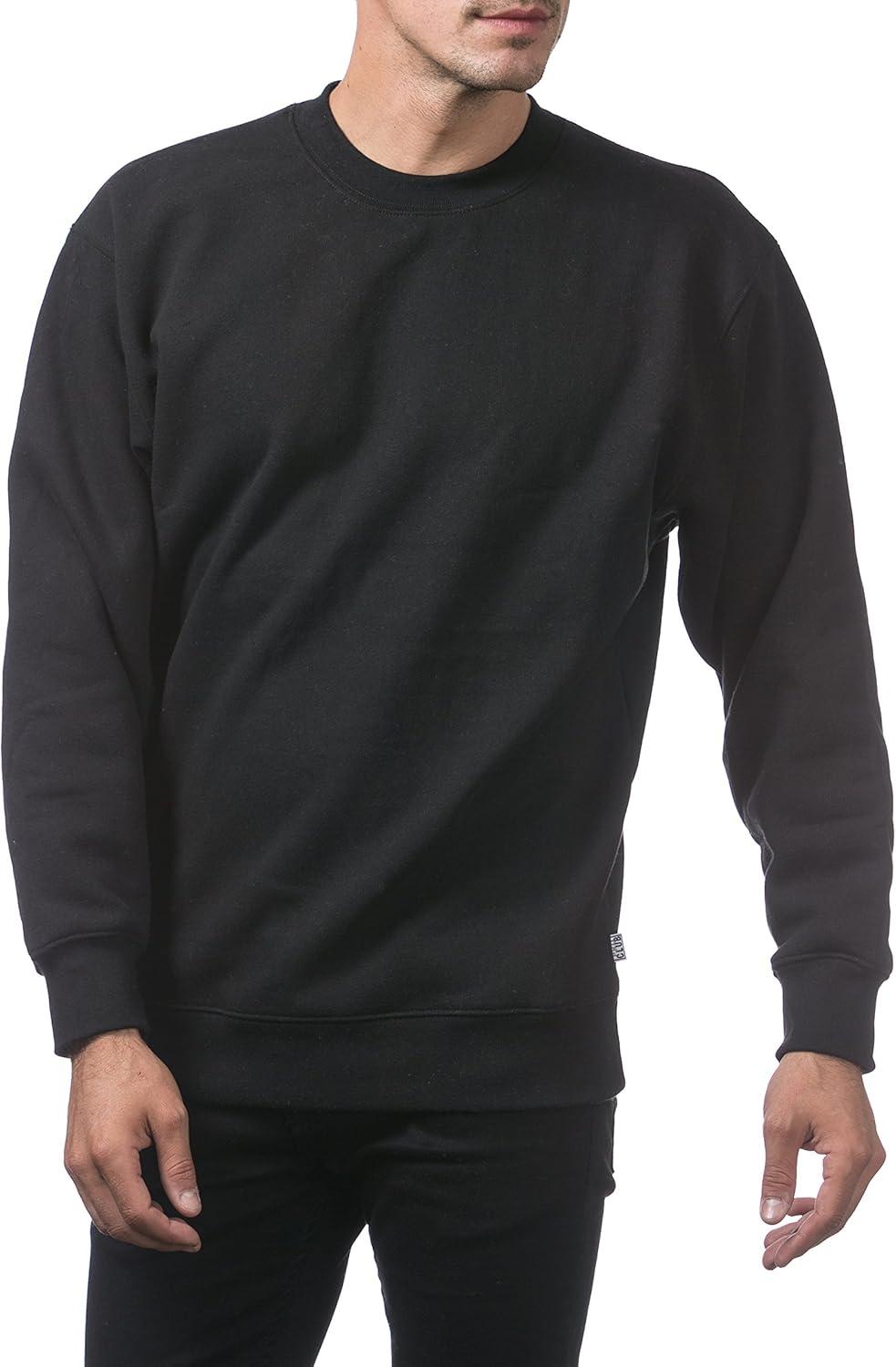 imagePro Club Mens Plain Blank Crew Neck Fleece Pullover Sweater 9ozBlack
