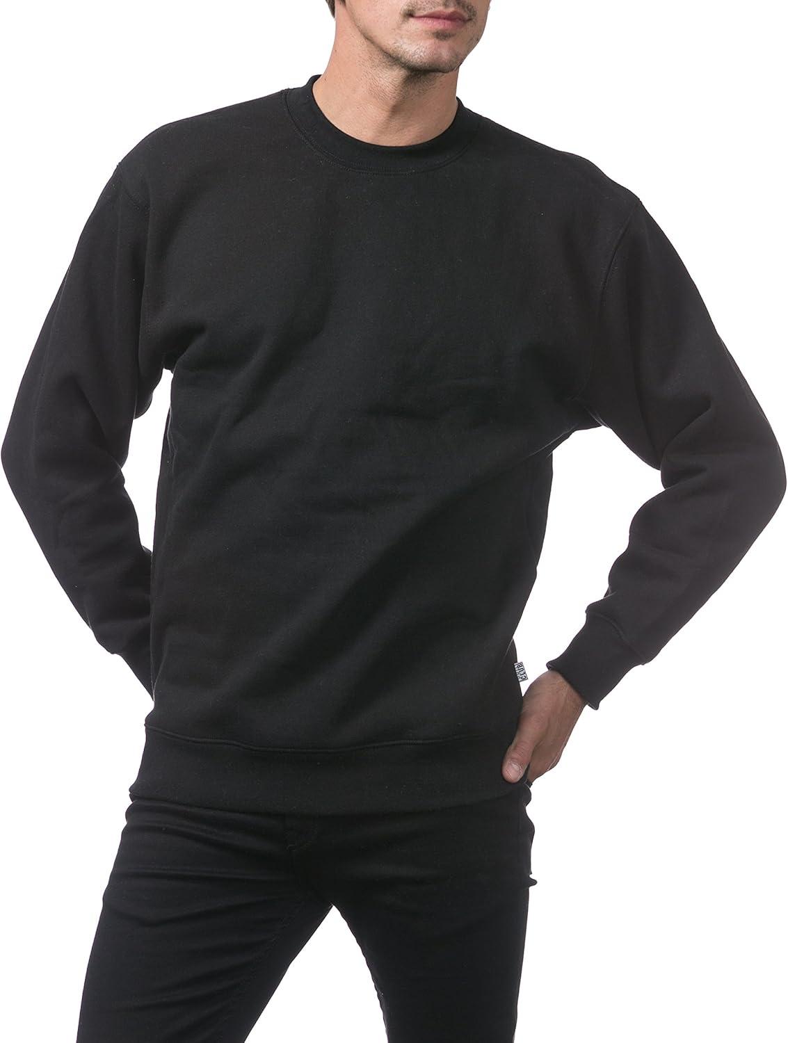 imagePro Club Mens Plain Blank Crew Neck Fleece Pullover Sweater 9ozBlack