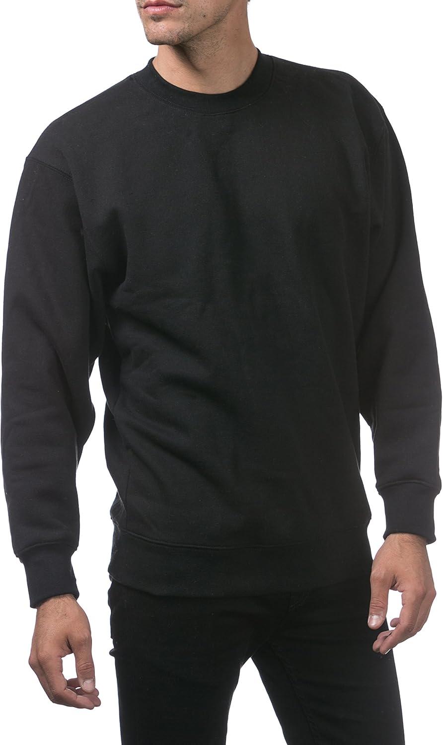 imagePro Club Mens Plain Blank Crew Neck Fleece Pullover Sweater 9ozBlack