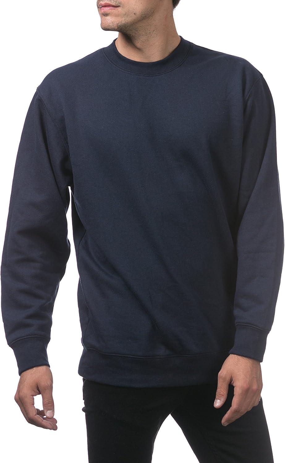 imagePro Club Mens Plain Blank Crew Neck Fleece Pullover Sweater 9ozNavy