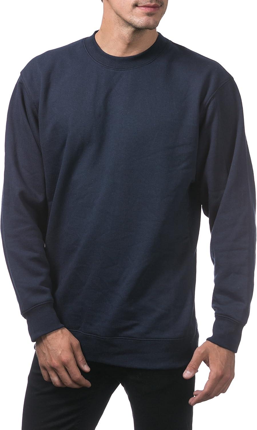 imagePro Club Mens Plain Blank Crew Neck Fleece Pullover Sweater 9ozNavy