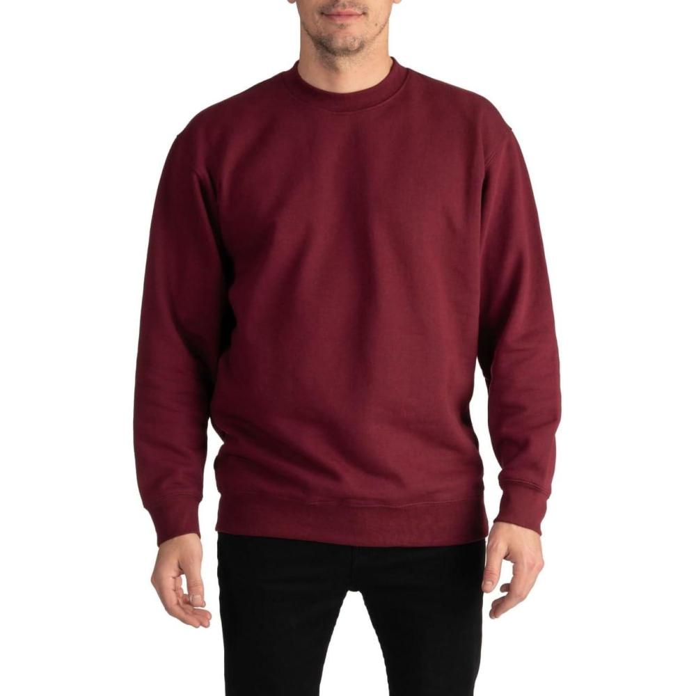imagePro Club Mens Heavyweight 13oz Crew Neck Fleece Pullover SweatshirtMaroon