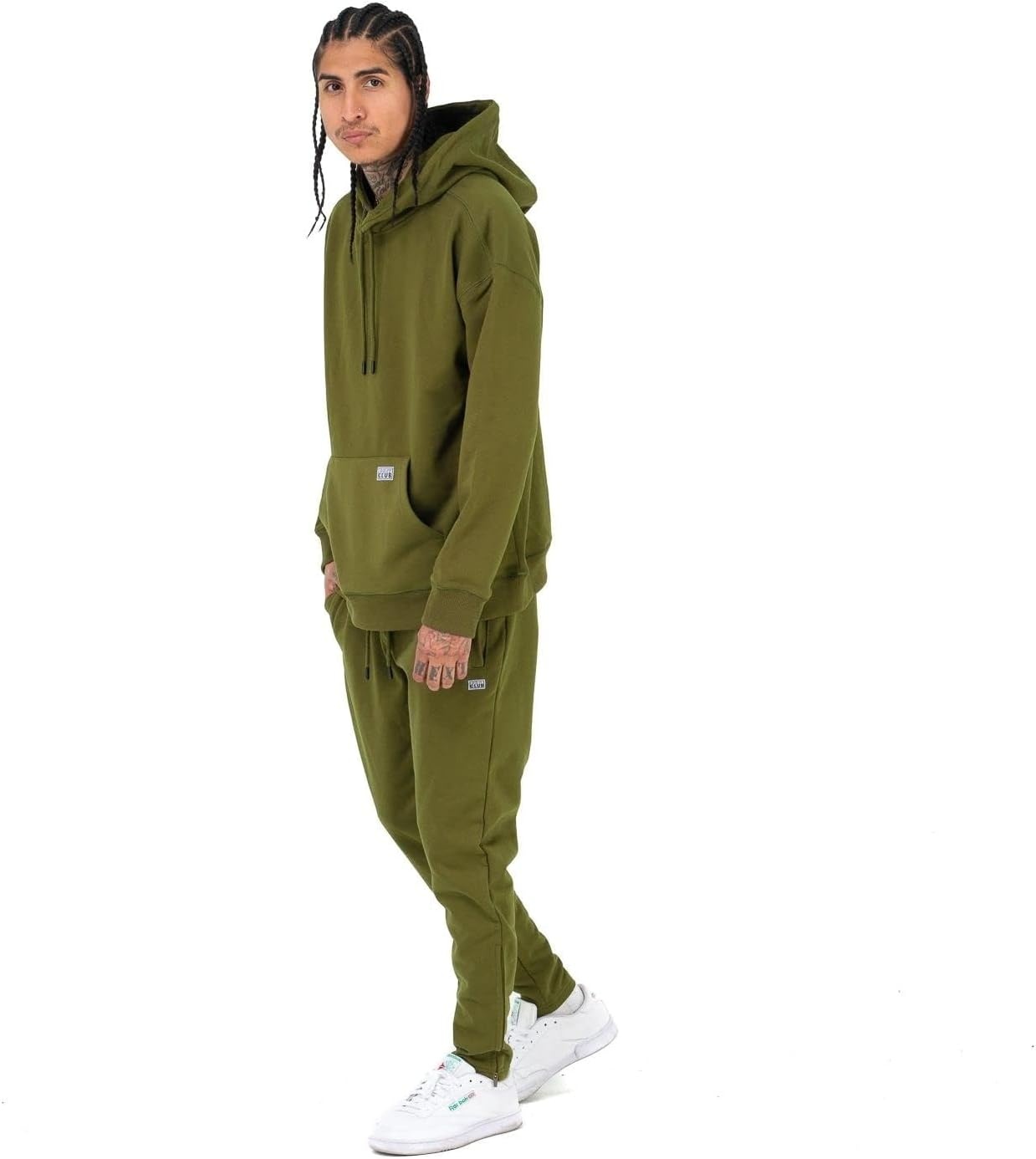 image:imagePro Club Mens Heavyweight French Terry Hooded Pullover SweatshirtOlive Drab