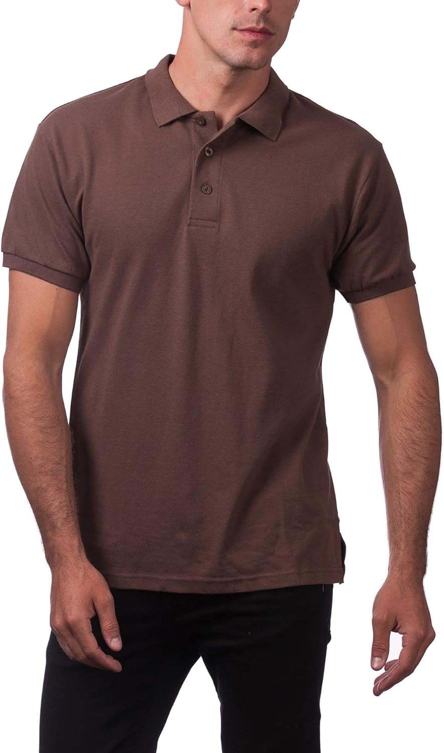 image:imagePro Club Mens Pique Polo Cotton Short Sleeve ShirtBrown
