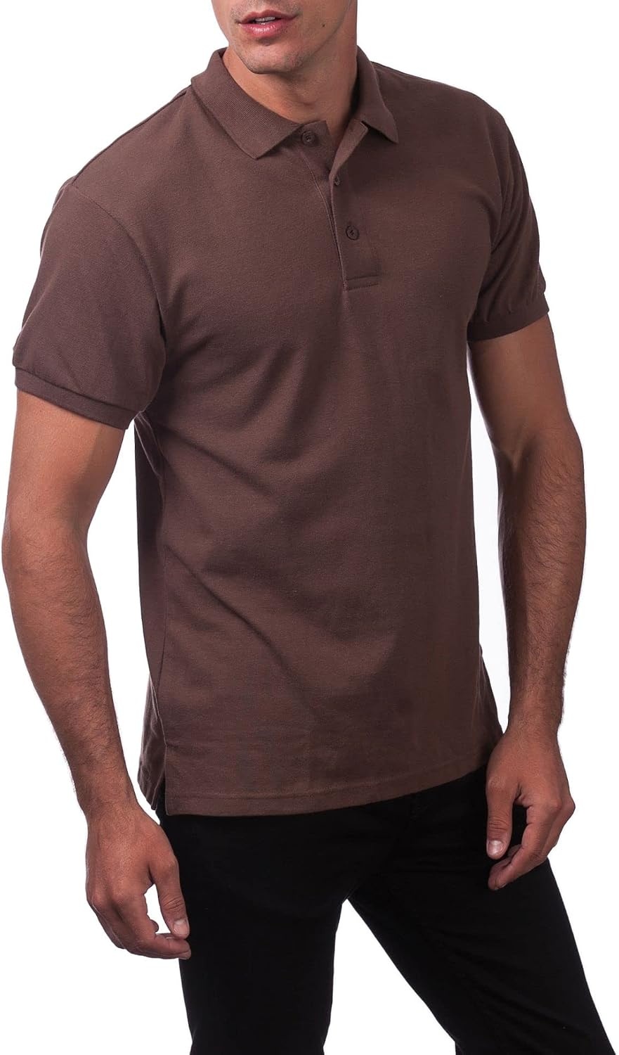 image:imagePro Club Mens Pique Polo Cotton Short Sleeve ShirtBrown