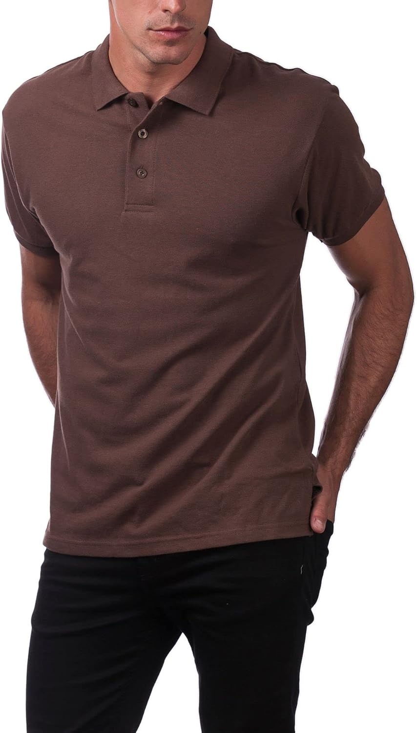 image:imagePro Club Mens Pique Polo Cotton Short Sleeve ShirtBrown