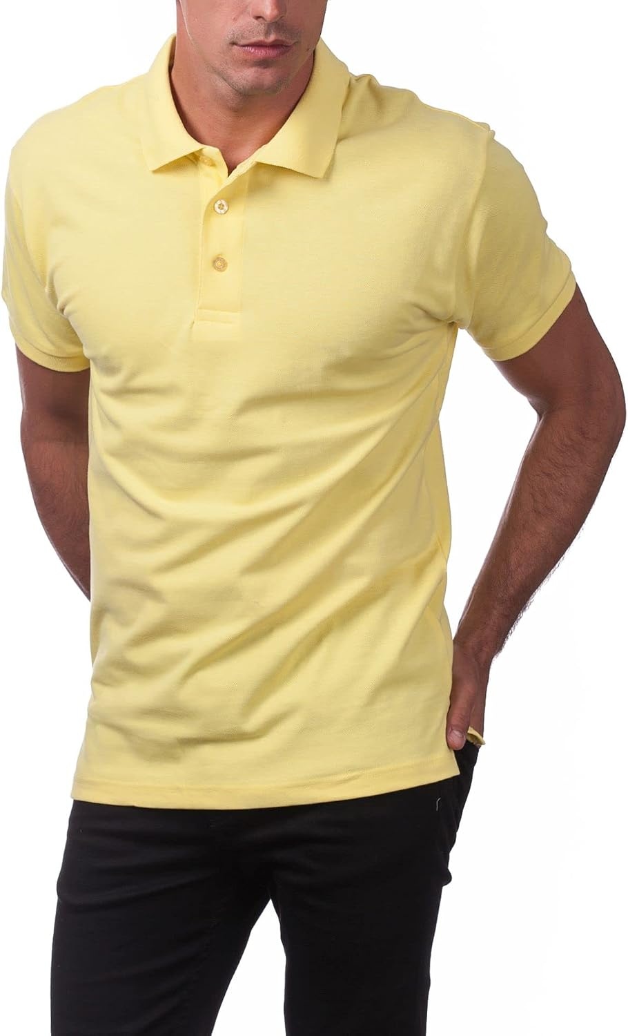 image:imagePro Club Mens Pique Polo Cotton Short Sleeve ShirtYellow