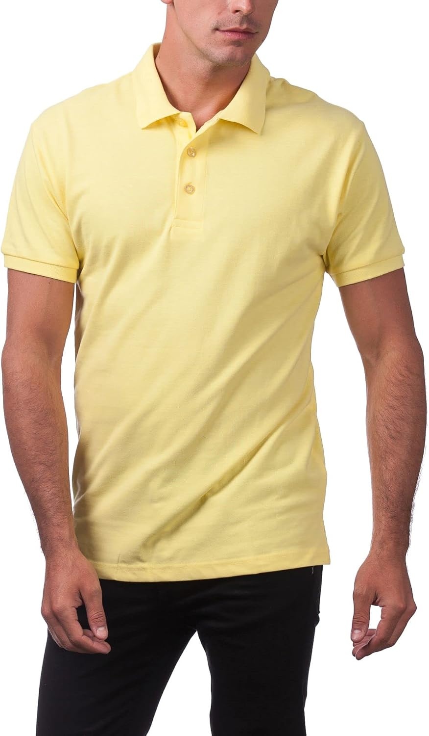 image:imagePro Club Mens Pique Polo Cotton Short Sleeve ShirtYellow