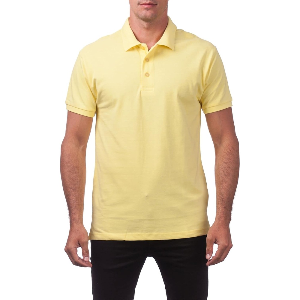 image:imagePro Club Mens Pique Polo Cotton Short Sleeve ShirtYellow