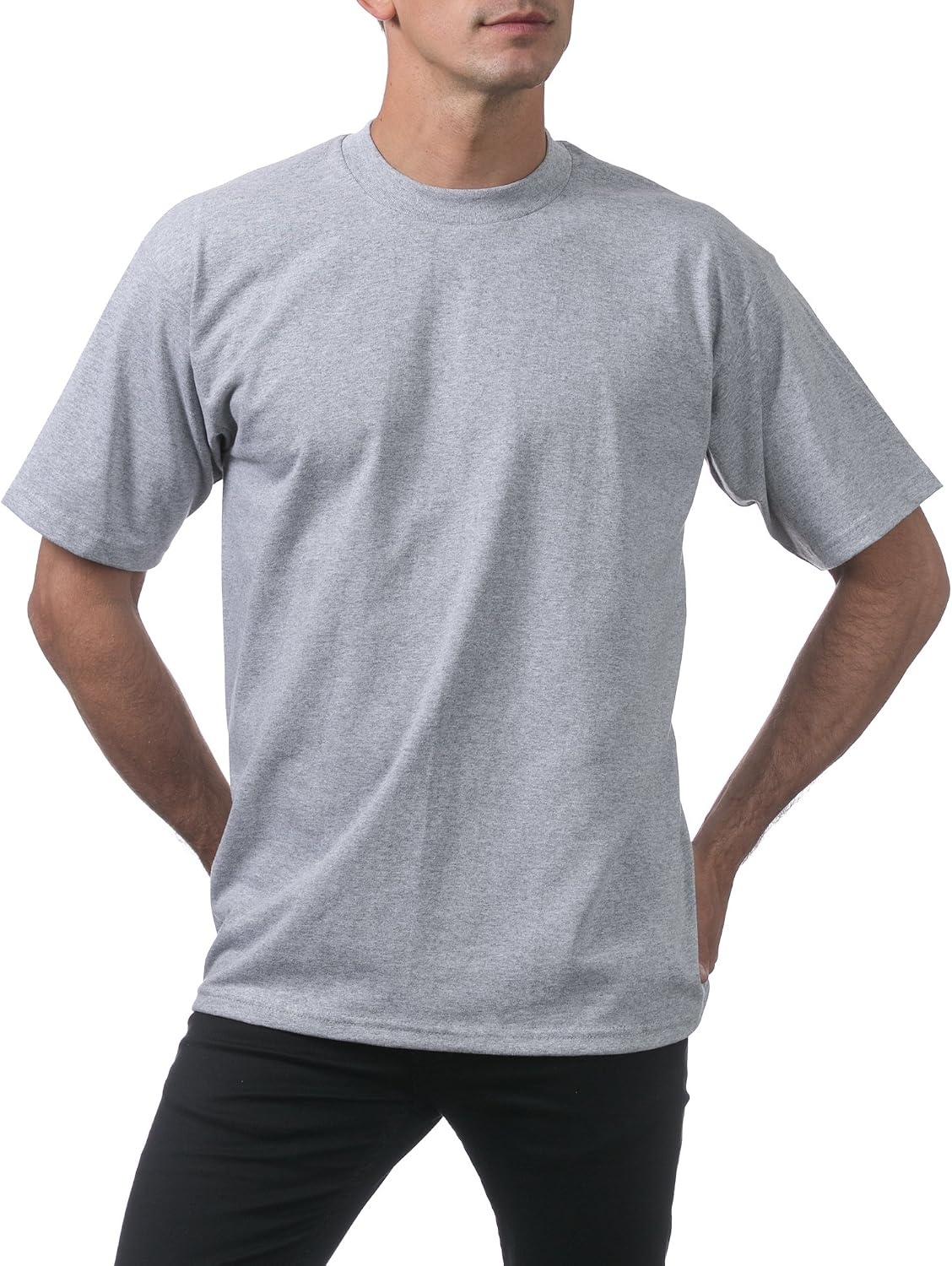 image:imagePro Club Mens Heavyweight Cotton Short Sleeve Crew Neck TShirt Heather Gray 3XLarge