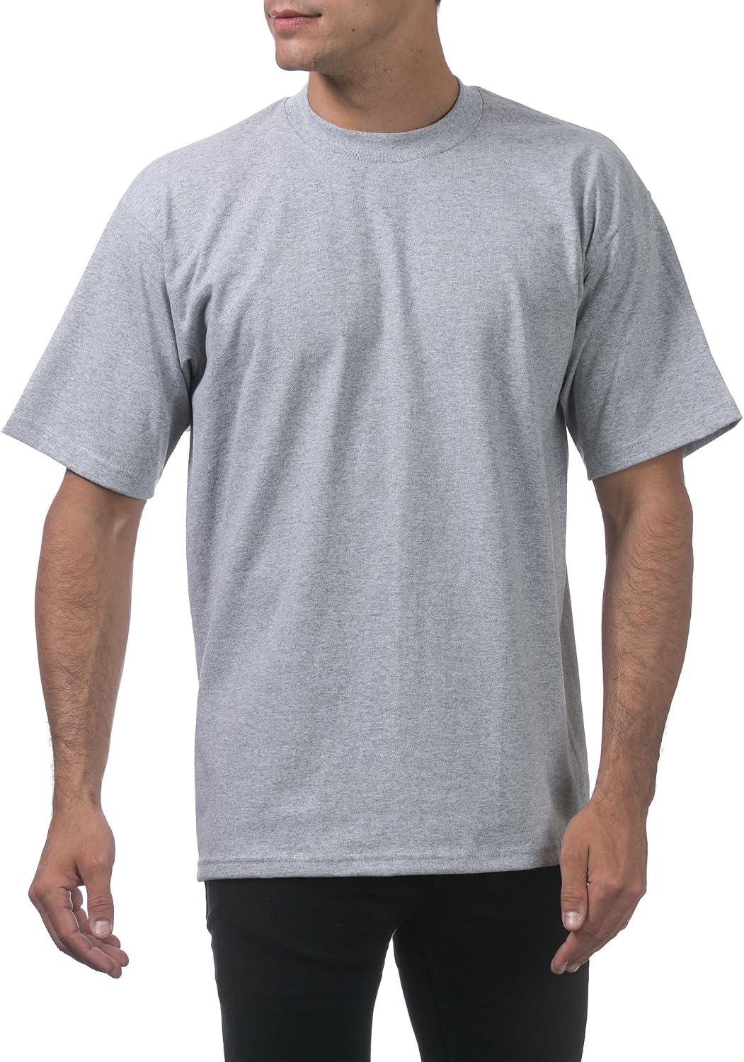 image:imagePro Club Mens Heavyweight Cotton Short Sleeve Crew Neck TShirt Heather Gray 3XLarge