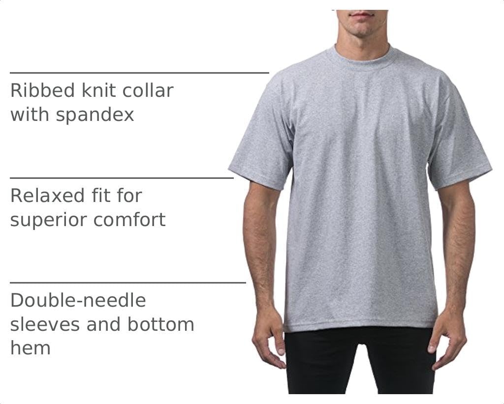 image:imagePro Club Mens Heavyweight Cotton Short Sleeve Crew Neck TShirt Heather Gray 3XLarge