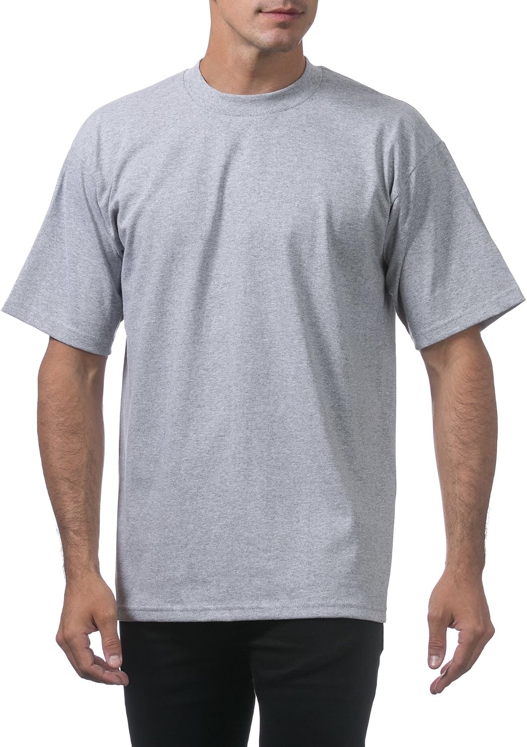 image:imagePro Club Mens Heavyweight Cotton Short Sleeve Crew Neck TShirt Heather Gray 3XLarge